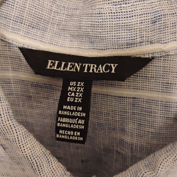 Ellen Tracy Striped 100% Linen Pullover Top, 2X - Picture 8 of 15